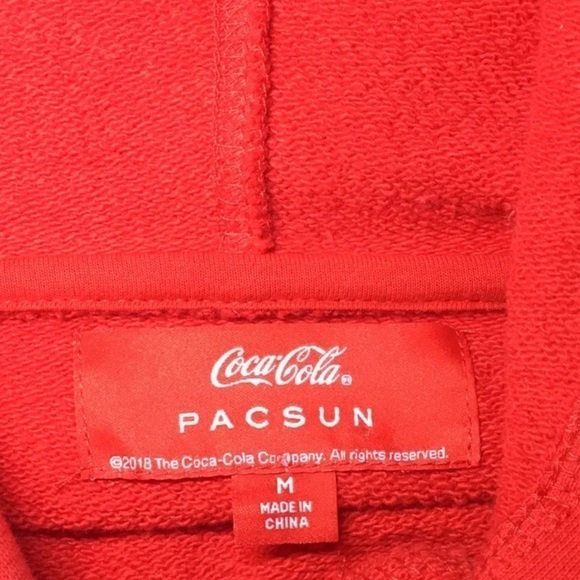 PACSUN Red Coca-Cola Pullover Hoodie Sweatshirt Men’s Size Medium - Picture 7 of 11